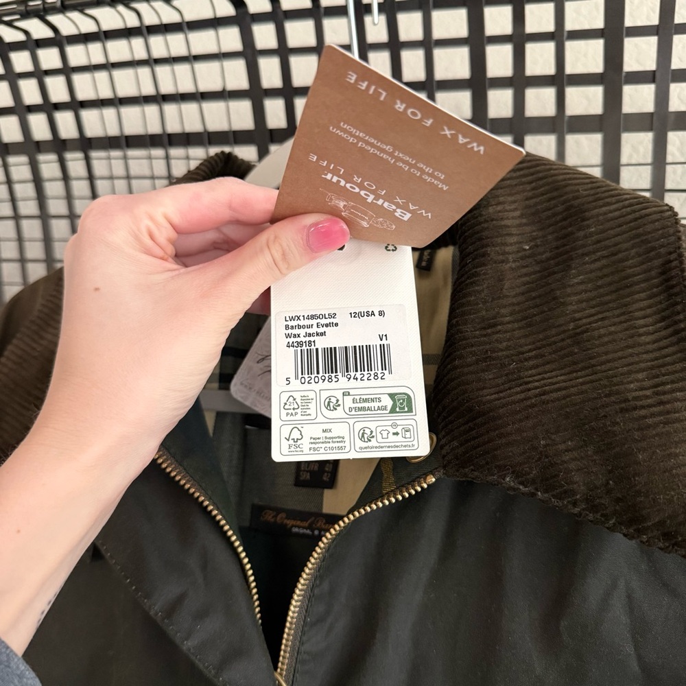 Barbour Olive Green Waxed Long Coat - Picture 7 of 9